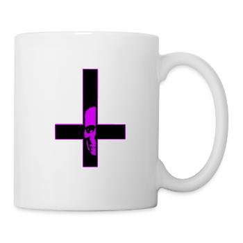 Croix retounée tête de mort violette - Mug blanc - blanc - Droite