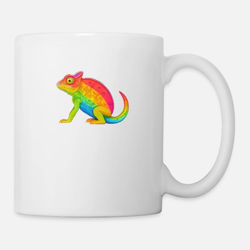 Regenbogen Chamäleon - Tasse - Weiß