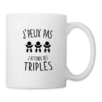 J'peux pas j'attends des triplés - Mug blanc - blanc - Droite