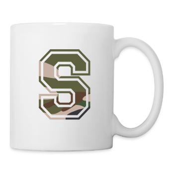 S, Monogram, Camouflage Green-Brown - Mug - white - Right