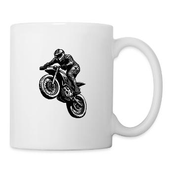 Motorrad Rennsport Offroad Sprung Geländefahrt - Tasse - Weiß - Rechts