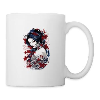 Geisha Kunst Japanische Kultur Floraler Kimono - Tasse - Weiß - Rechts