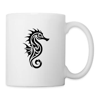 Kleines Vintage Tribal Tattoo Seepferdchen - Tasse - Weiß - Rechts