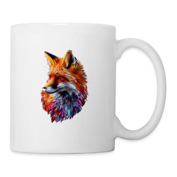 Geometrischer Fuchs Abstrakte Kunst Fuchs Tier - Tasse - Weiß - Rechts