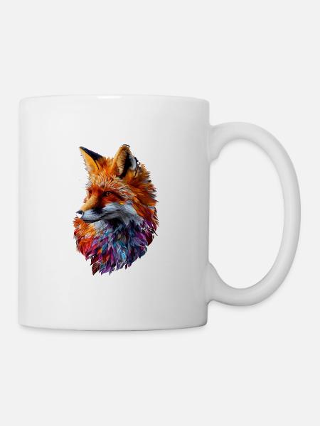 Geometrischer Fuchs Abstrakte Kunst Fuchs Tier - Tasse - Weiß