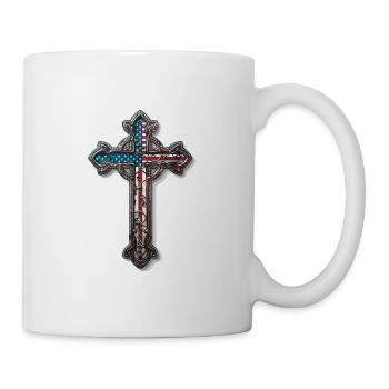 Patriotisches Kreuz Amerikanische Flagge Glaube - Tasse - Weiß - Rechts