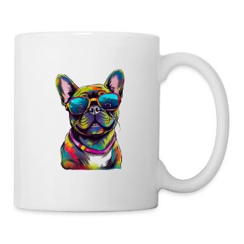 Französische Bulldogge Niedlicher Hund Farbeimer - Tasse - Weiß - Rechts