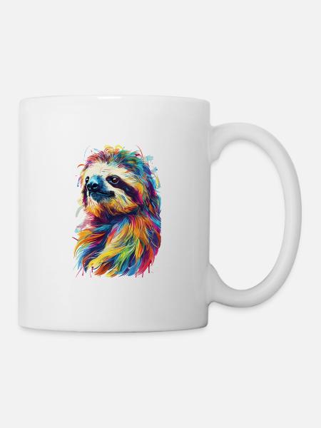 Bunte Faultier Kunst Regenbogen Tier für einen - Tasse - Weiß