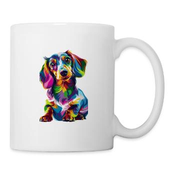 Bunte Dackel Hundekunst für Hundeliebhaber - Tasse - Weiß - Rechts