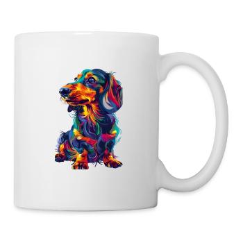 Bunte Dackel Hundekunst für Hundeliebhaber - Tasse - Weiß - Rechts