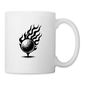 Golfball auf Tee brennend Feuer Flammen Style - Tasse - Weiß - Rechts