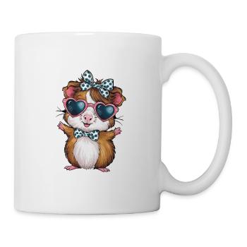 Coole Meerschweinchen mit Herz-Sonnenbrille - Tasse - Weiß - Rechts