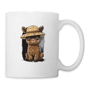 Niedliches Alpaka mit Strohhut Cartoon für - Tasse - Weiß - Rechts