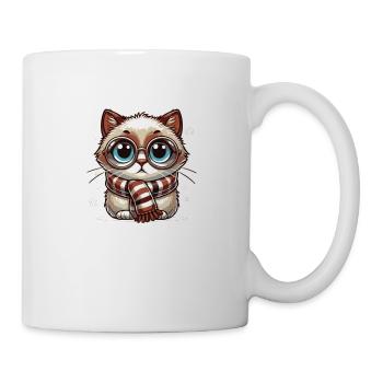 Winter Katze - Tasse - Weiß - Rechts