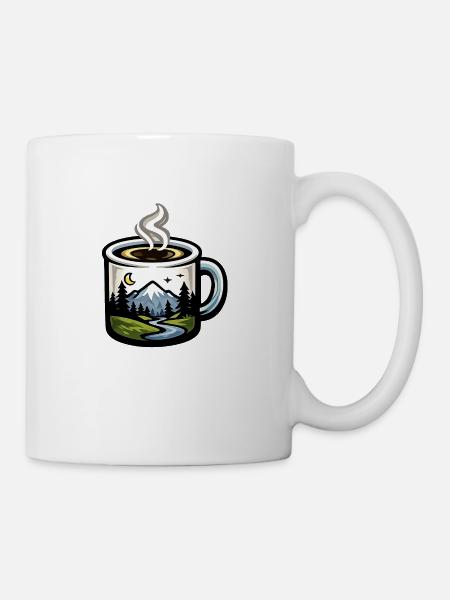 Nachtlandschaft im Kaffeebecher - Tasse - Weiß