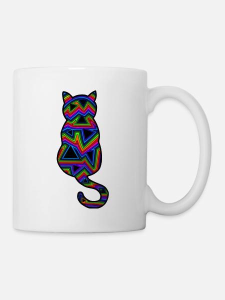 Psychedelische Katze - Tasse - Weiß