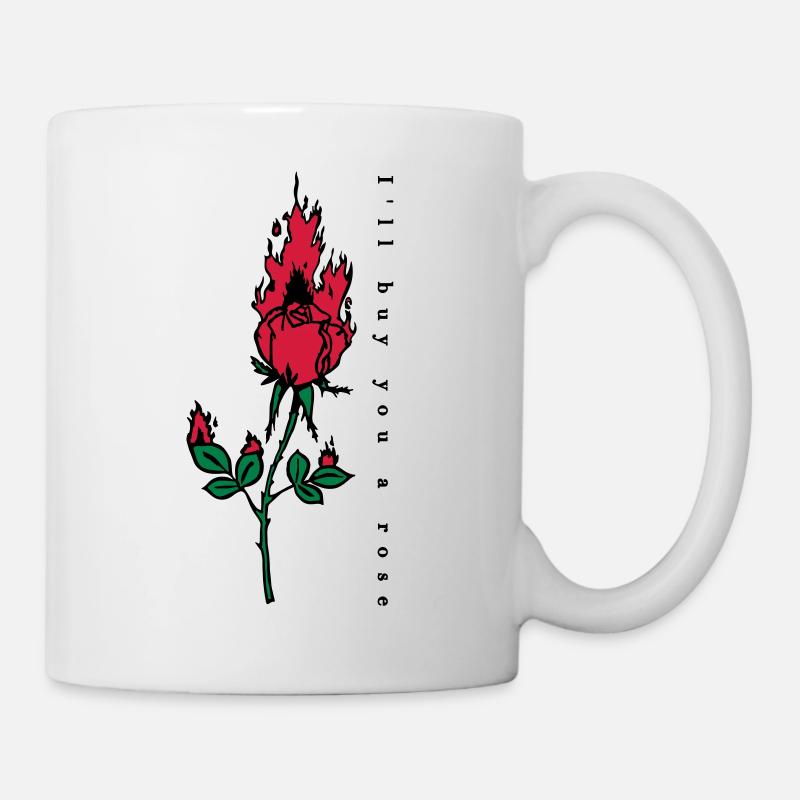 Brennende Rose Print - Tasse - Weiß