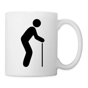 Alte Person - Stock - Tasse - Weiß - Rechts