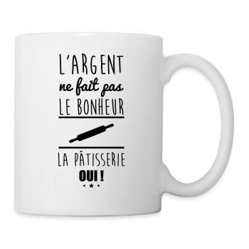 Argent Bonheur Pâtisserie, Pâtissier, pâtissière - Mug blanc - blanc - Droite
