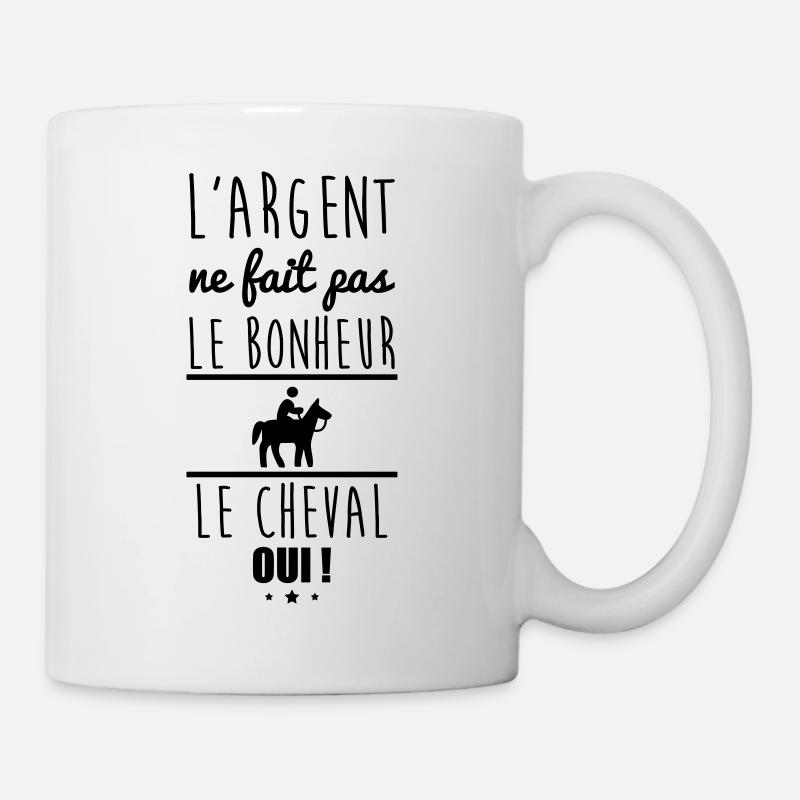 Argent Pas Bonheur Cheval, chevaux, equitation - Mug blanc - blanc