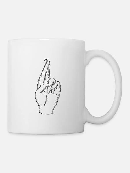 Crossed fingers - Tasse - Weiß