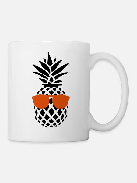 Coole Ananas - Ananas - Sonnenbrille - Sommer - Tasse - Weiß