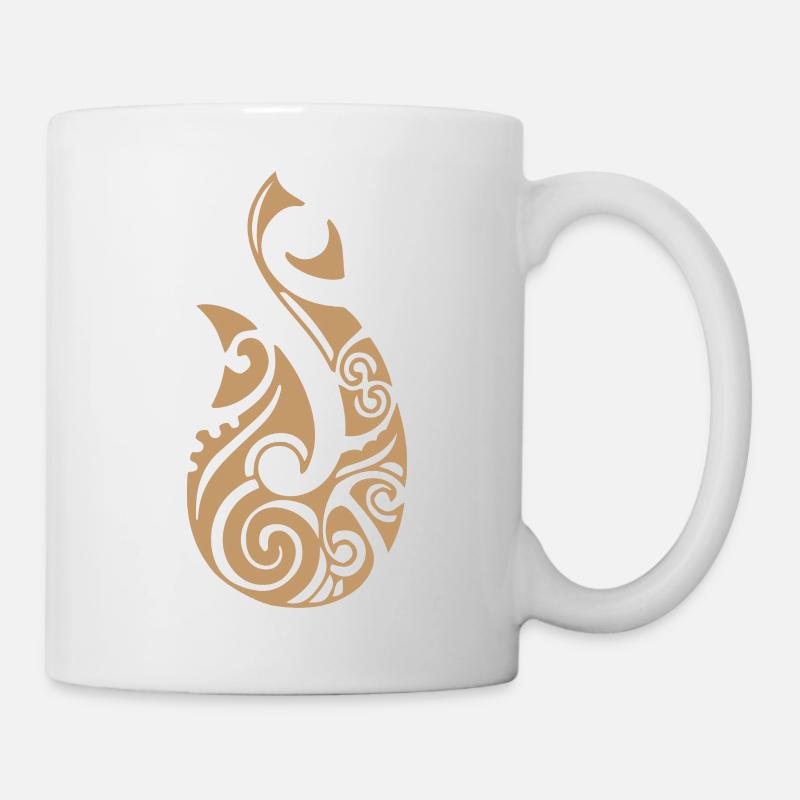Maori Hei Matau Crochets de tatouage Idée cadeau - Mug blanc - blanc