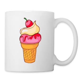 Eis Speiseeis Eiskrem Eiscreme Kugeleis Eisbecher - Tasse - Weiß - Rechts
