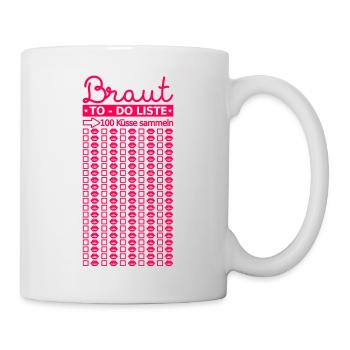 JGA Junggesellinnenabschied Poltern Fun 100 Küsse - Tasse - Weiß - Rechts
