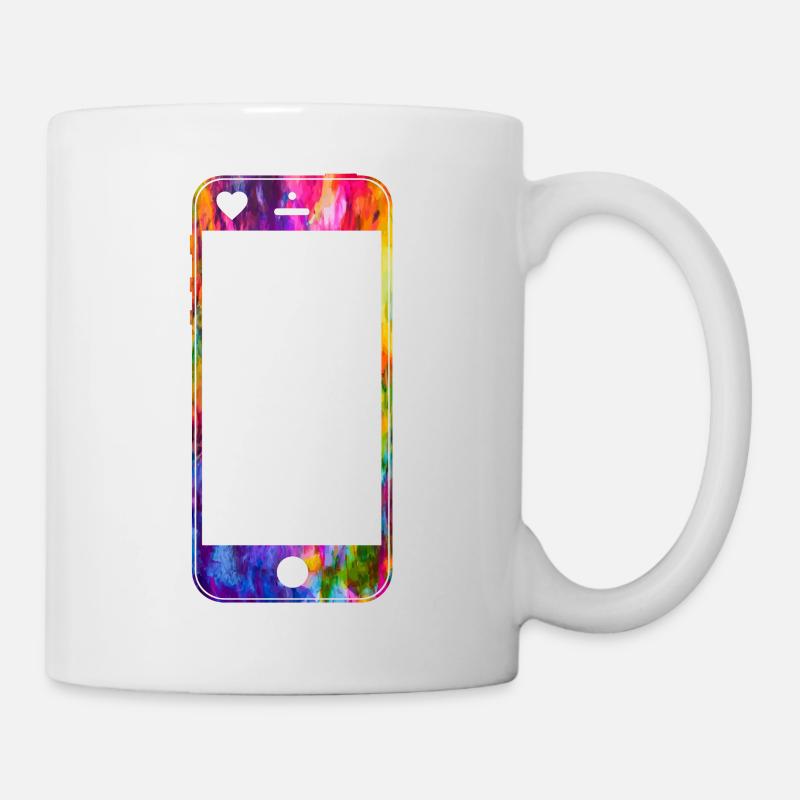 Mobile phone with heart - Mug - white