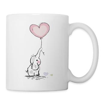Elefant mit Herz - Tasse - Weiß - Rechts