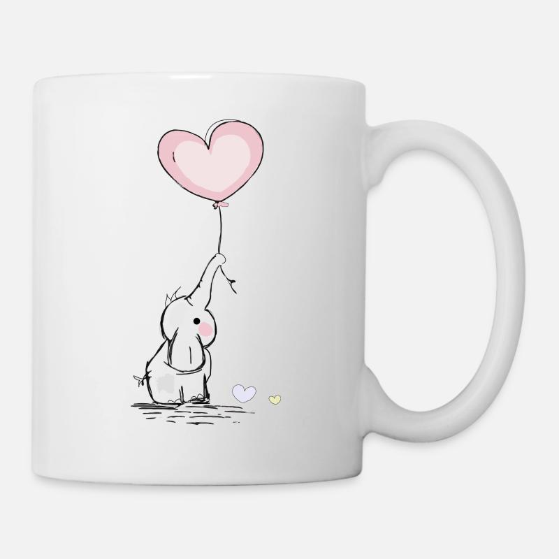Elefant mit Herz - Tasse - Weiß