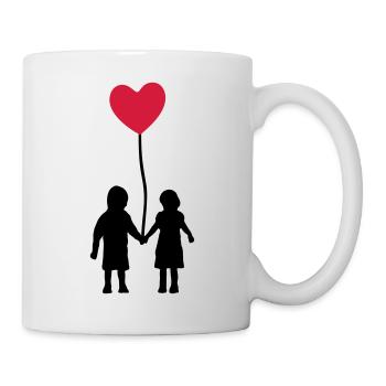 Kids and heart balloon - Mug blanc - blanc - Droite