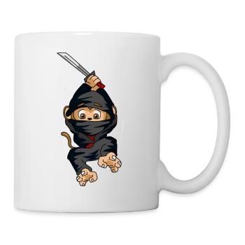 Ninja Affe Sprung Schwert Geschenk - Tasse - Weiß - Rechts