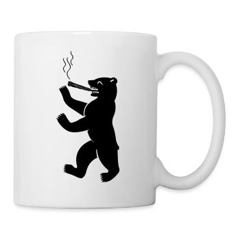 berliner_baer_raucht_weed_02 - Tasse - Weiß - Rechts