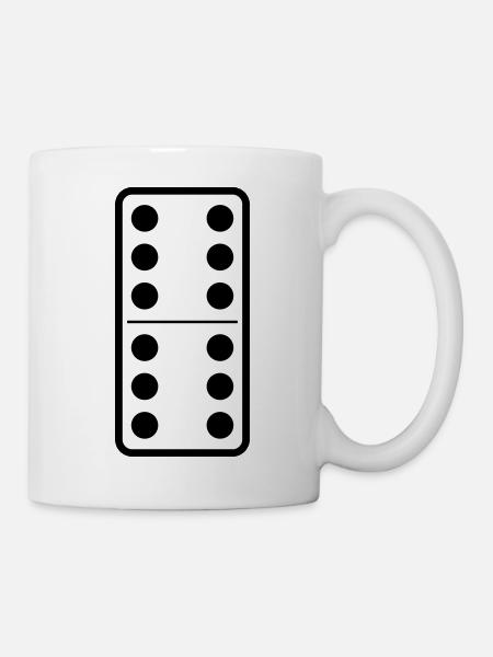 Domino 6x6 (anpassbare Farben) - Tasse - Weiß