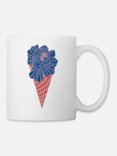 Eis mit Blume - Tasse - Weiß