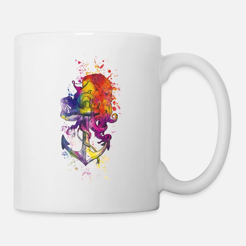 Octopus octopus ancre multicolore cadeau Stralsund - Mug blanc - blanc