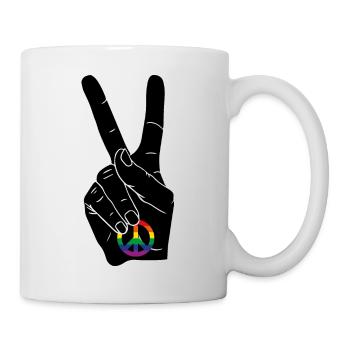 PEACE PEACE SIGN RAINBOW FLAG CSD - Mug - white - Right