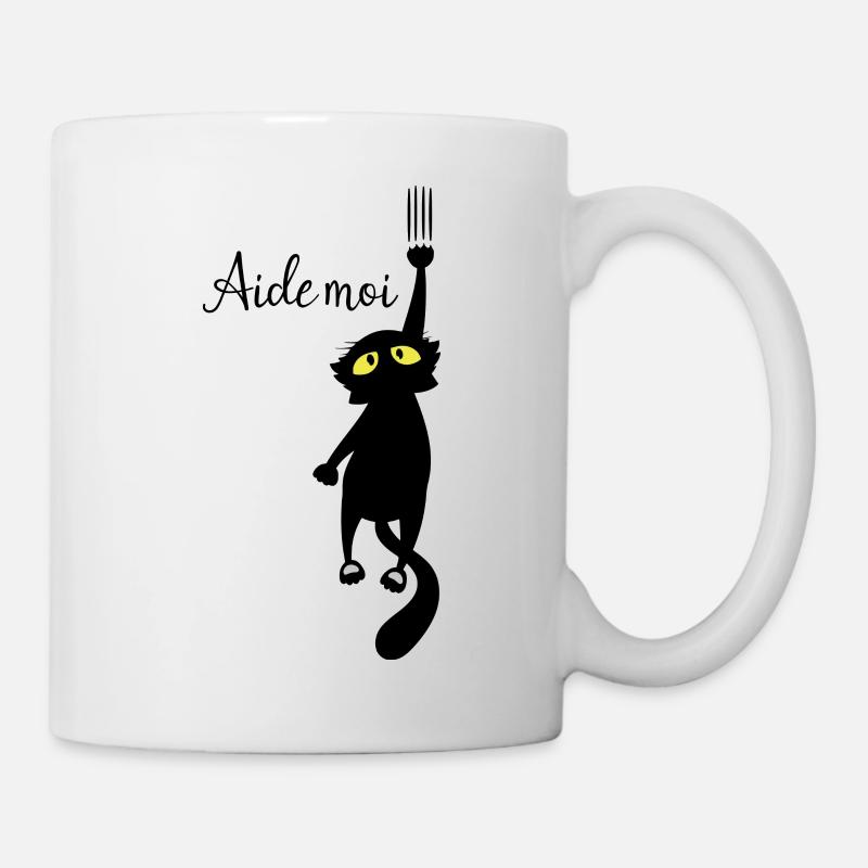 Chat noir - Mug blanc - blanc