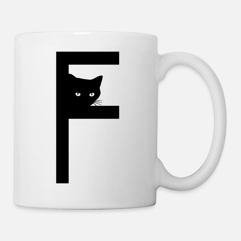 Lettre F avec le chat noir - Mug blanc - blanc