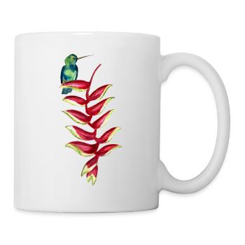 Small botanical watercolor COLIBRI on HELICONIA - Mug - white - Right
