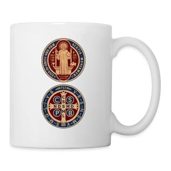 Medallie des Heiligen Benededikt von Nursia - Tasse - Weiß - Rechts