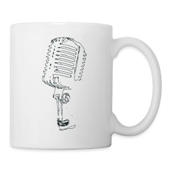 microphone black and white music - Mug - white - Right