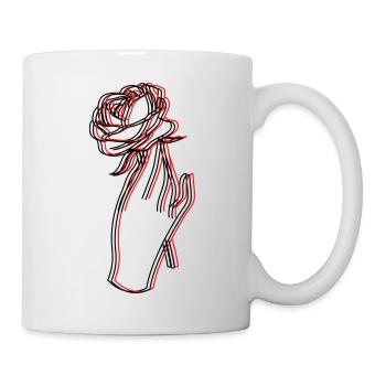 Traumhafte Rose gehalten von einer Hand - Tasse - Weiß - Rechts