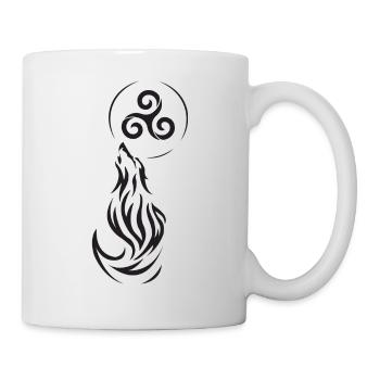 Loup tribal - Mug blanc - blanc - Droite