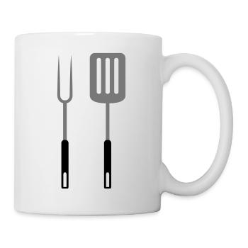 Grillgabel Pfannenwender grillen Utensilien - Tasse - Weiß - Rechts