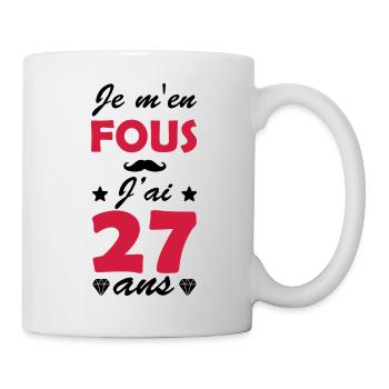 Je m'en fous j'ai 27 ans / humour anniversaire - Mug blanc - blanc - Droite