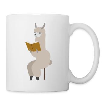Alpaga lit un livre assis Idée cadeau Lama - Mug blanc - blanc - Droite