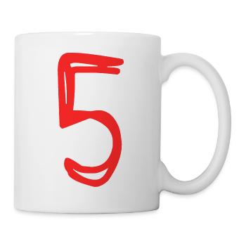 5 JAHRE. 5-JÄHRIGES JUBILÄUM. GEBURTSTAG 5 JAHRE. FÜNF - Tasse - Weiß - Rechts